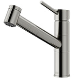 VIGO Branson 9" H Single Handle Pull-Out Sprayer Kitchen Faucet, Stainless Steel, Without Extras
