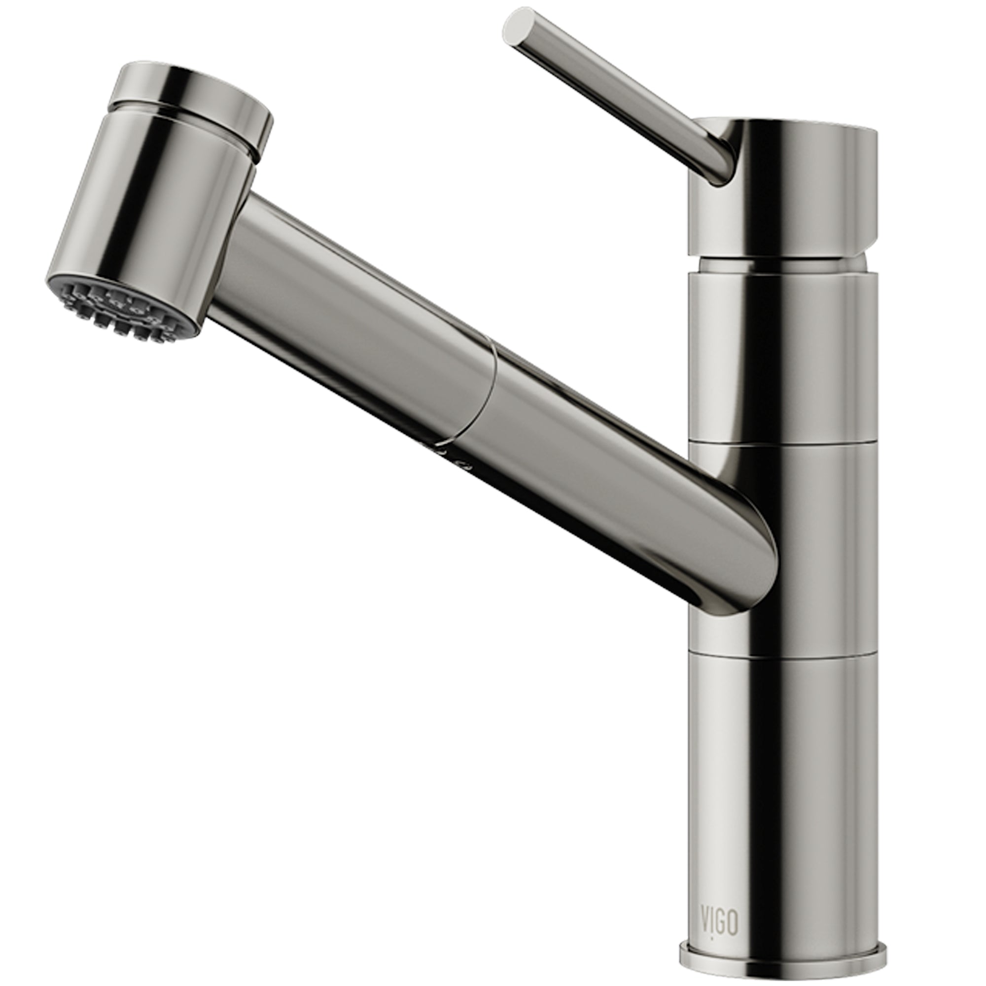 VIGO Branson 9" H Single Handle Pull-Out Sprayer Kitchen Faucet, Stainless Steel, Without Extras