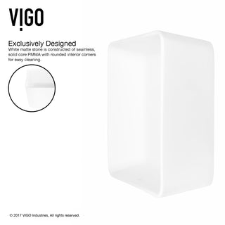 VIGO Marigold 18"L x 14"W x 5"H Matte Stone Rectangular Bathroom Vessel Sink