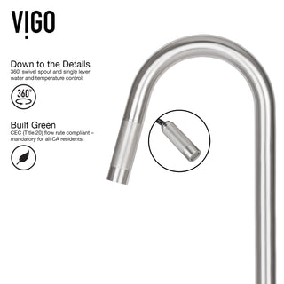 VIGO Gramercy 17" H Single Handle Pull-Down Sprayer Kitchen Faucet, Stainless Steel, No Sensor, Without Extras