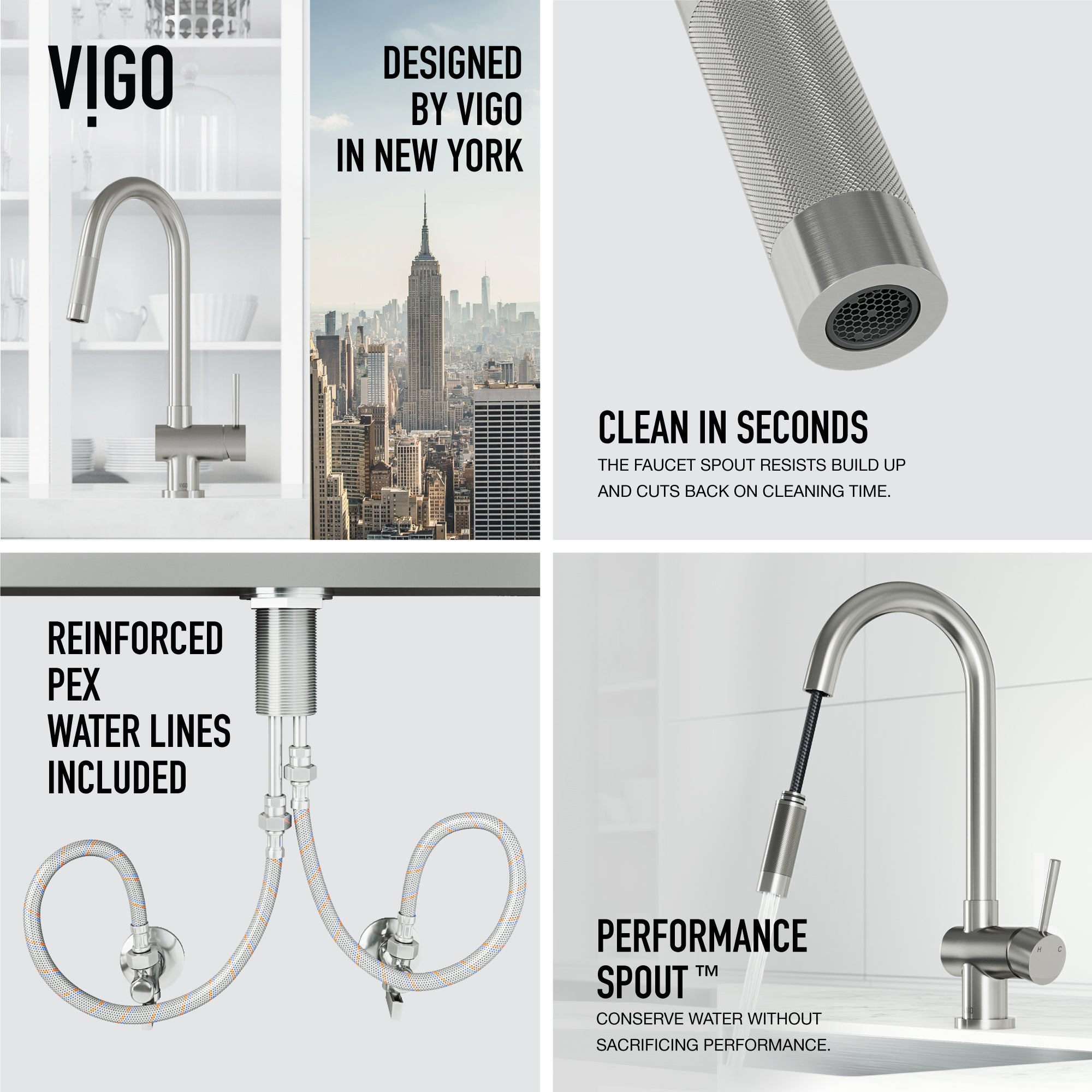 VIGO Gramercy 17" H Single Handle Pull-Down Sprayer Kitchen Faucet, Stainless Steel, Touchless, Without Extras