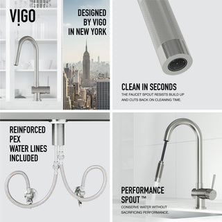VIGO Gramercy 17" H Single Handle Pull-Down Sprayer Kitchen Faucet, Stainless Steel, Touchless, Without Extras