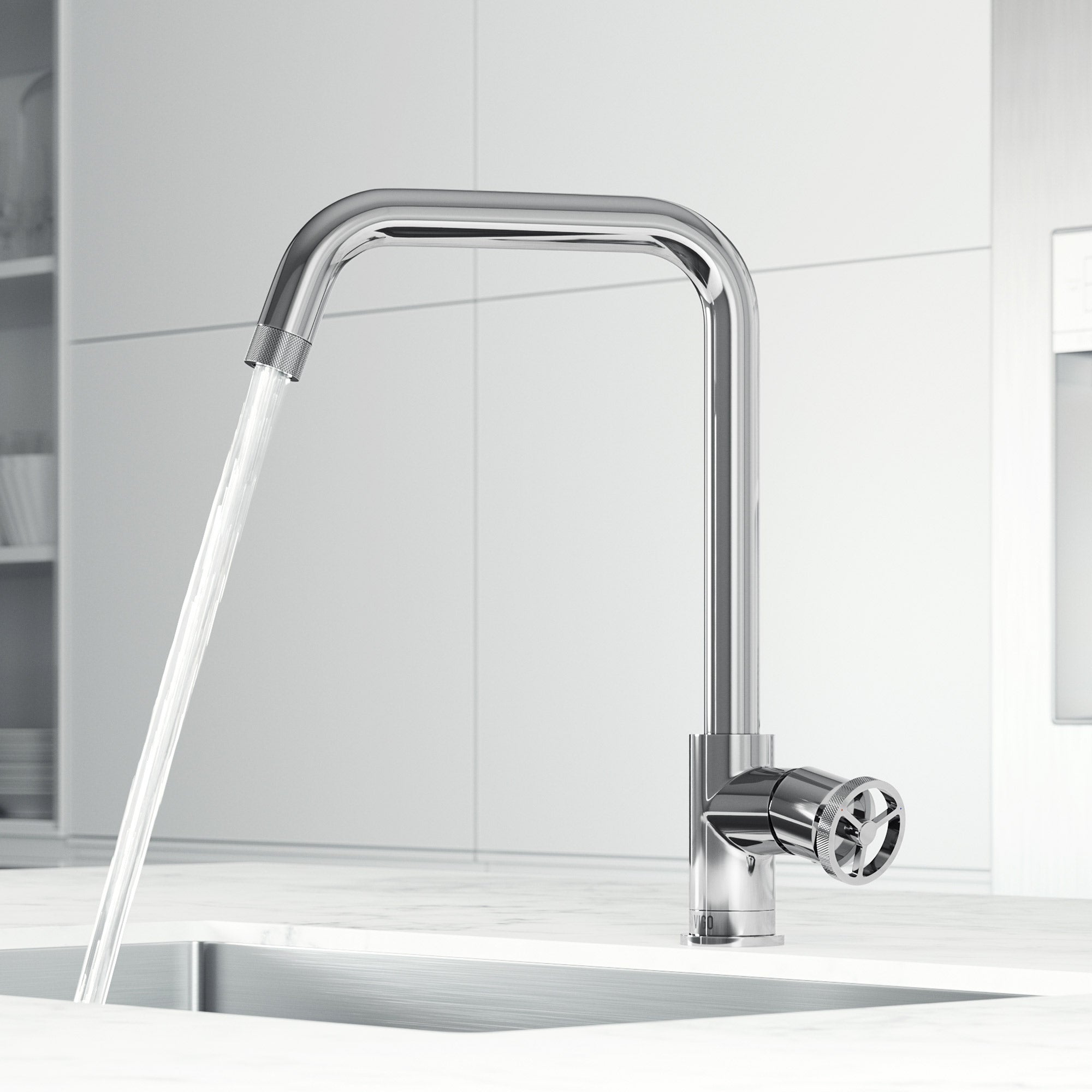 VIGO Cass Industrial 14" H Single Handle Kitchen Bar Faucet, Chrome