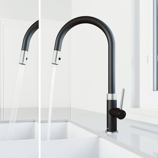 VIGO Bristol 19" H Single Handle Pull-Down Sprayer Kitchen Faucet, Stainless Steel/Matte Black, Without Extras